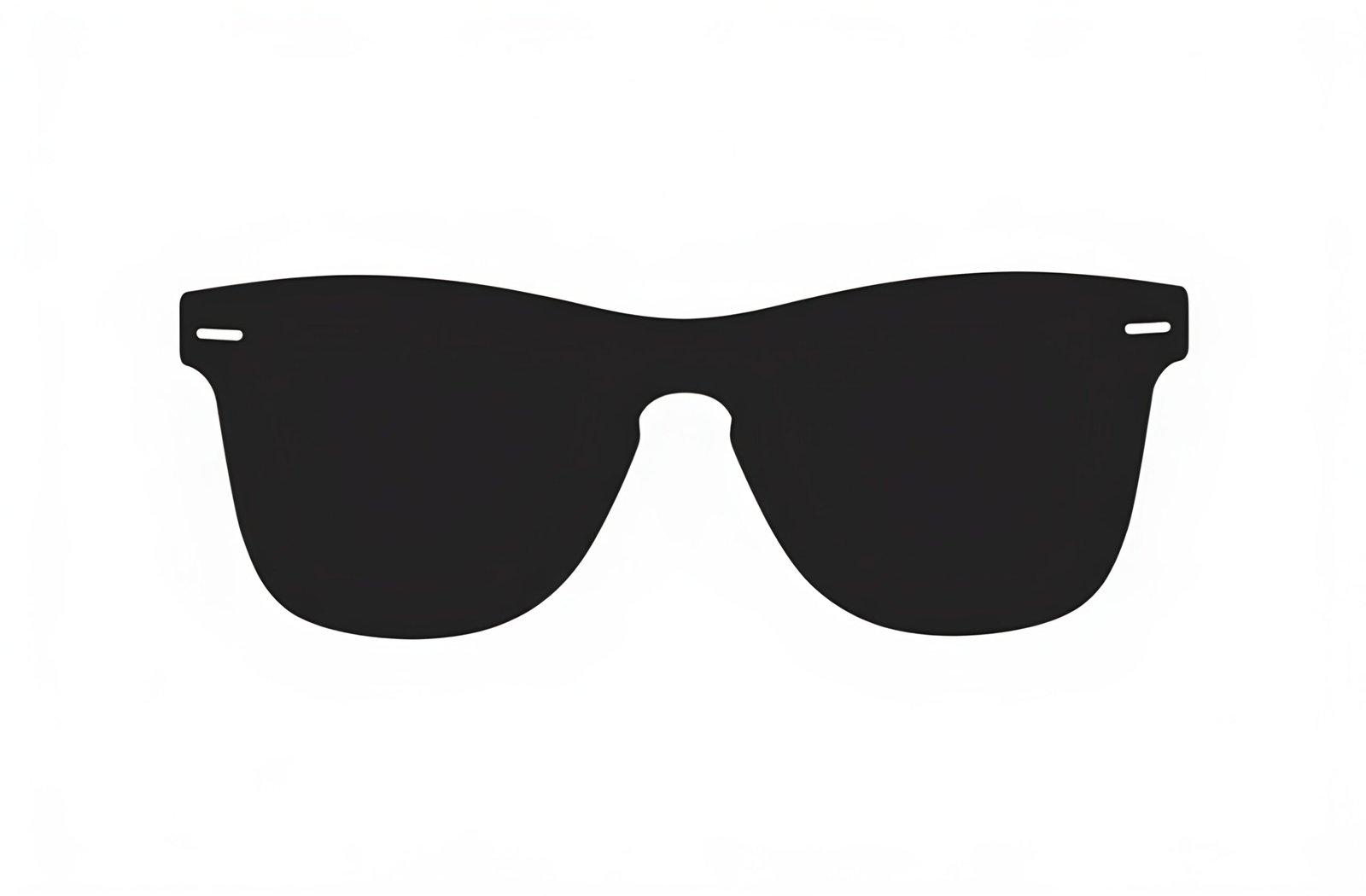 Black vector silhouette of a pair of sunglasses isolated on white background—ideal for accessory, branding and icon visuals