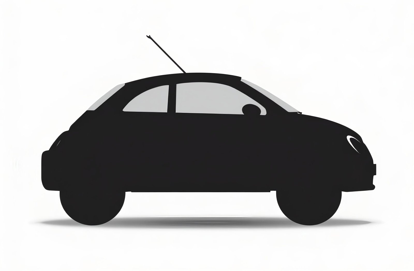 Silhouette of a small hatchback car isolated on white background