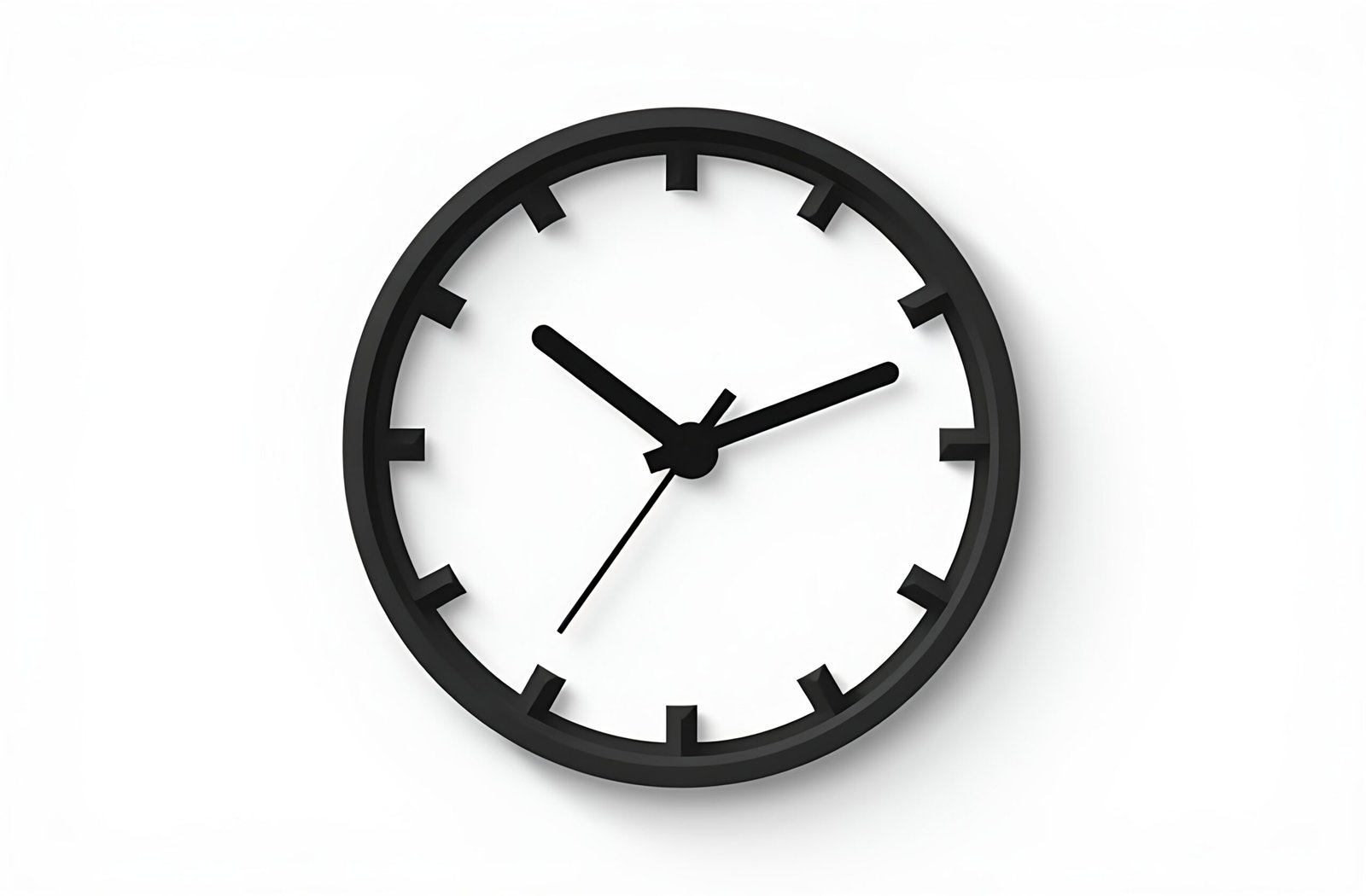 Flat vector illustration of round-frame wall clock—ideal for UI, time-management and presentation graphics