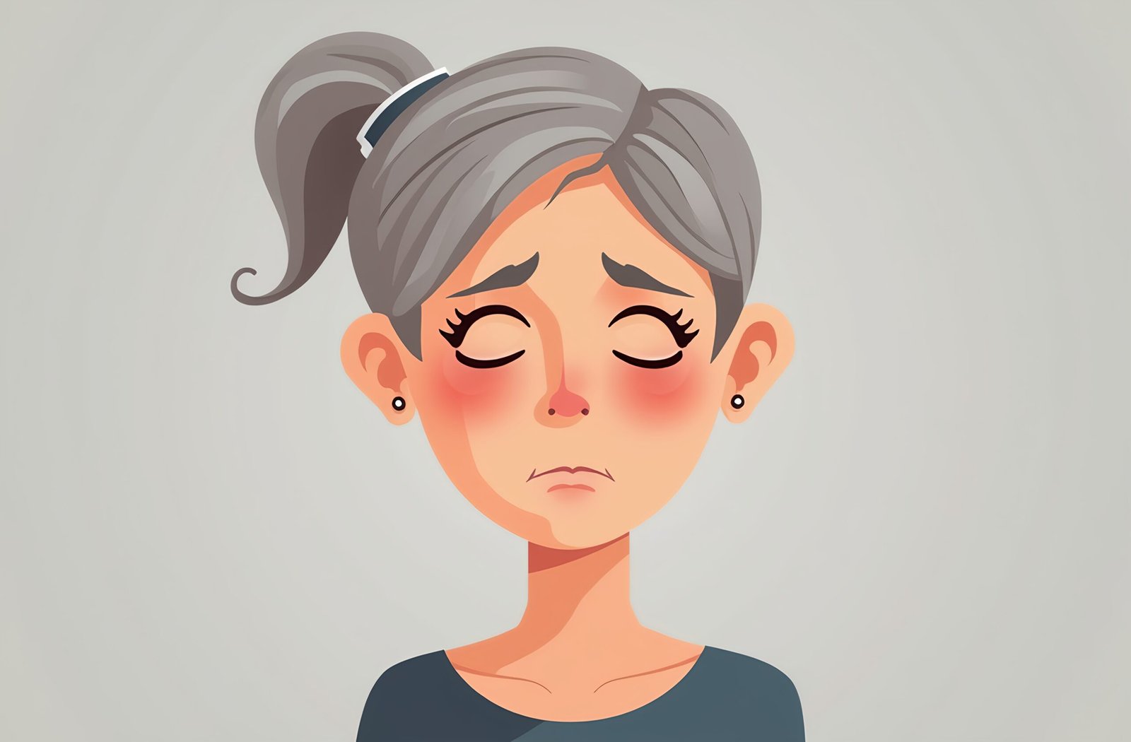 Vector avatar of a middle aged woman with a tired sleepy face