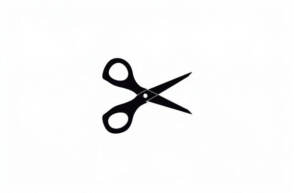 Silhouette of a pair of scissors isolated on white background