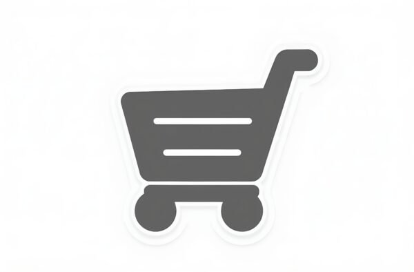 silhouette of a shopping cart with white outline