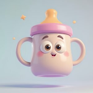 3D cartoon pink sippy-cup illustration—free image for baby-care or toddler-feeding visuals.