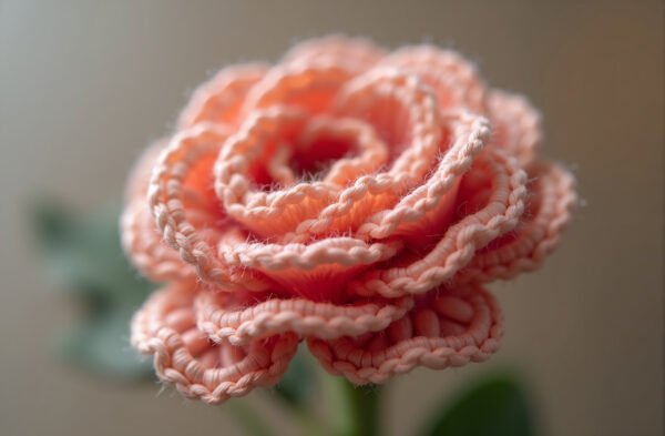 macro shot of a detailed crochet rose