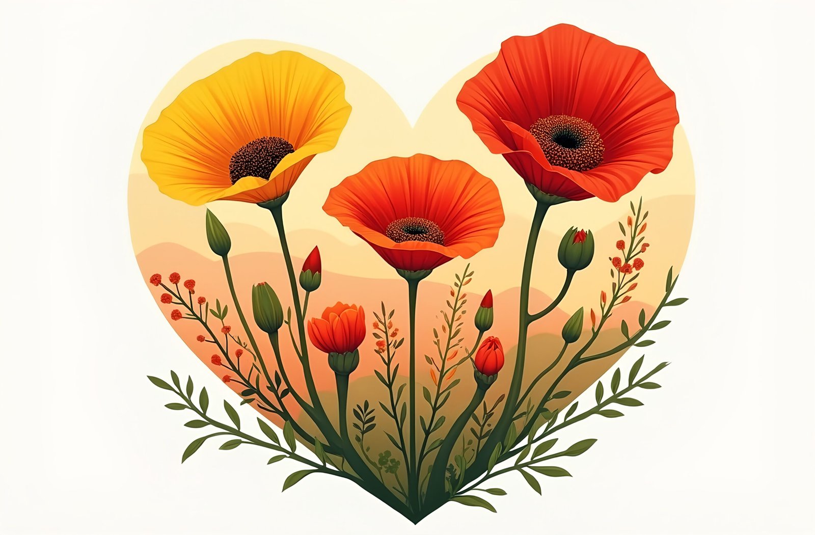 Heart-shaped arrangement of blanket flowers (Gaillardia) – ideal for romance, floral décor and print visuals