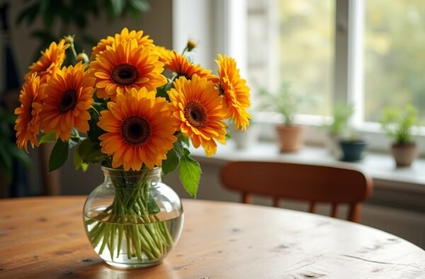 blanket flower bouquet in a glass vase