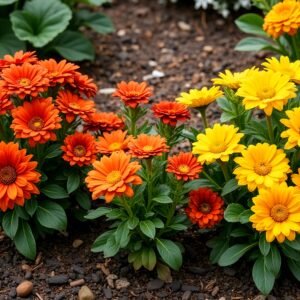 Garden bed of blooming blanket flowers (Gaillardia) with vibrant petals—ideal for gardening, landscape, and floral visuals