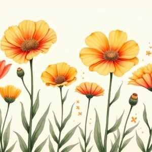 watercolor painting of blanket flowers