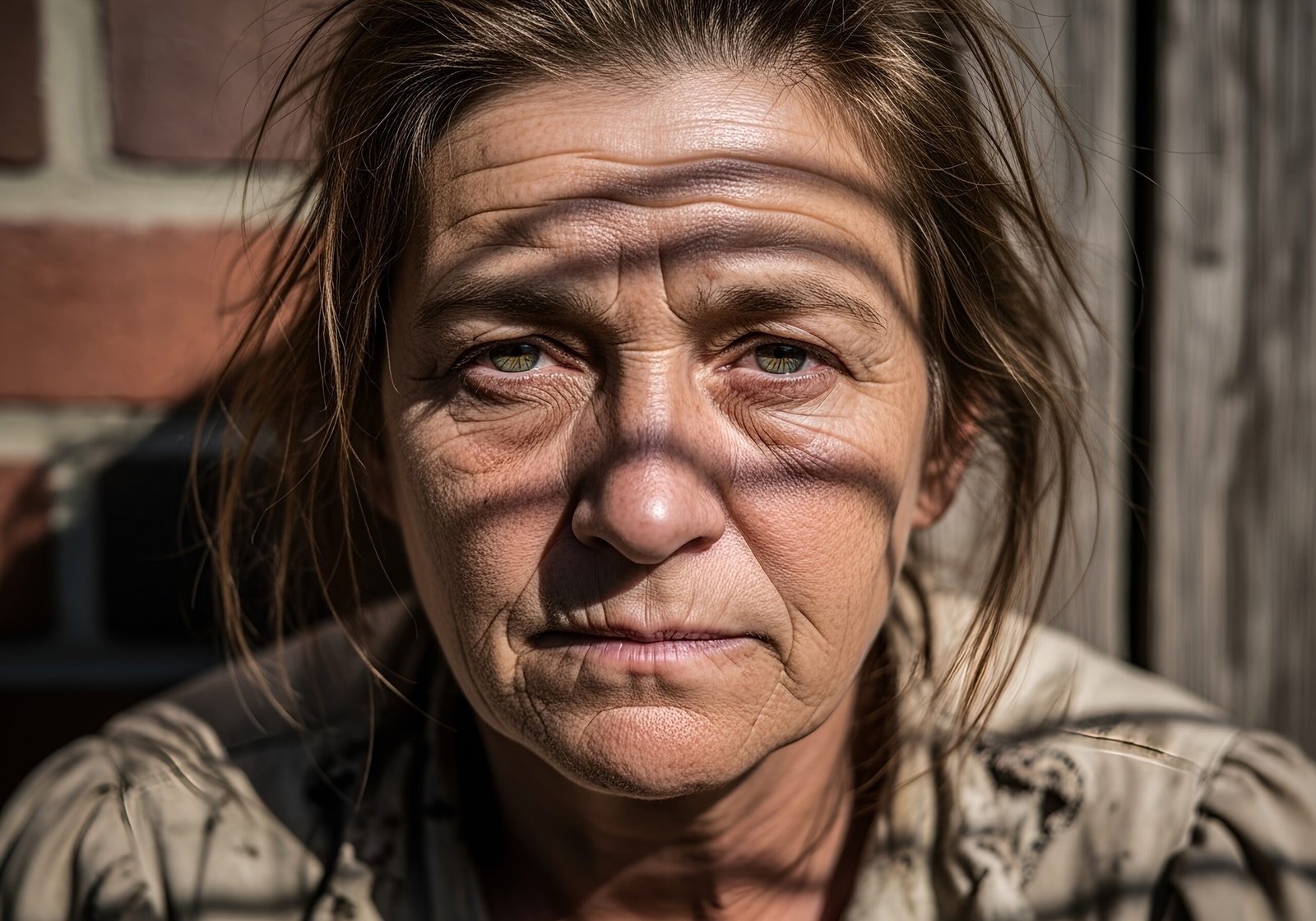 portrait of homeless woman