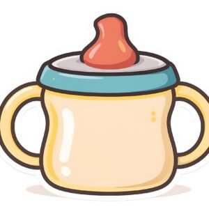 Flat vector illustration of a sippy cup in simple outline style—free graphic for baby-care, childcare or minimalist visuals.