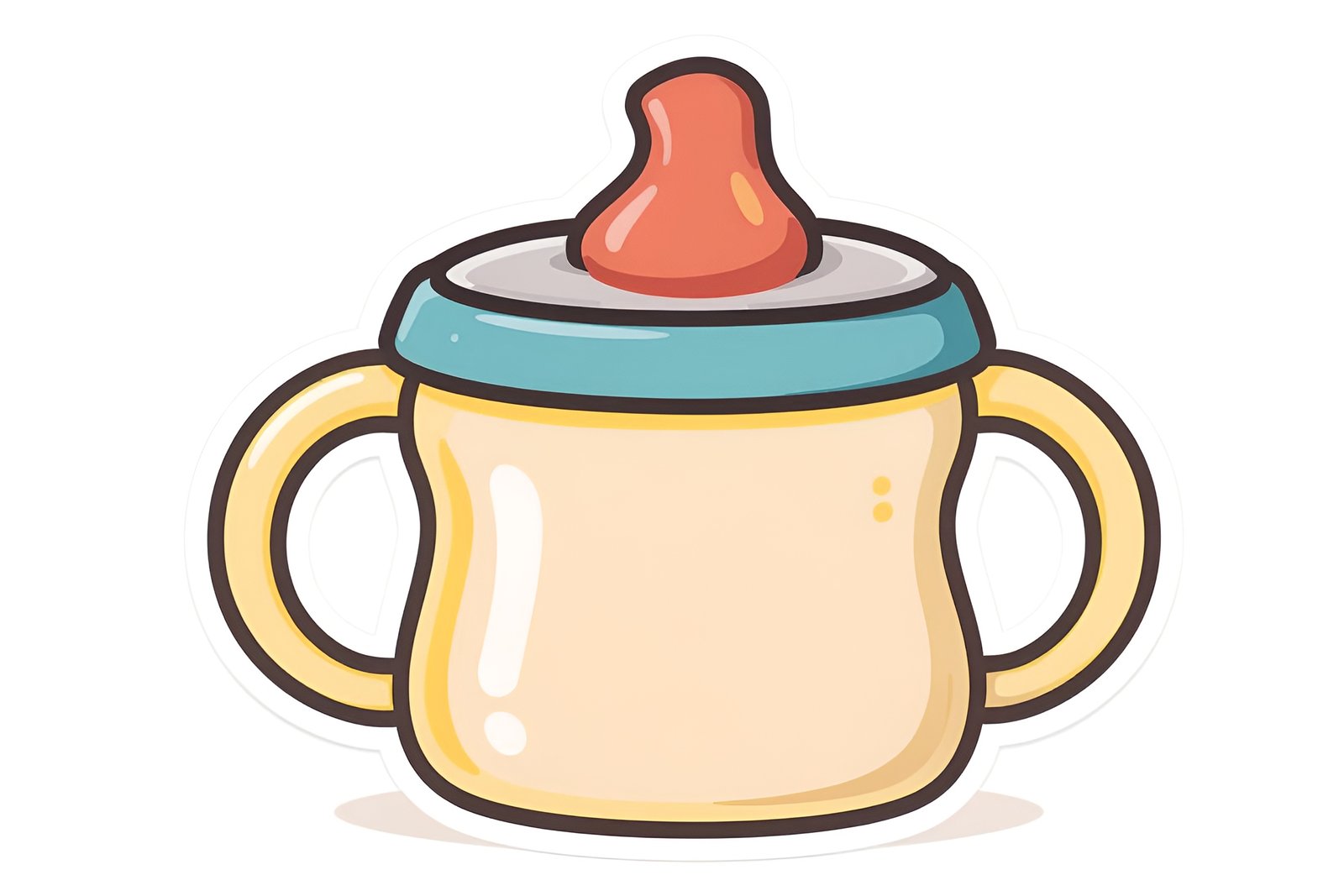 Flat vector illustration of a sippy cup in simple outline style—free graphic for baby-care, childcare or minimalist visuals.
