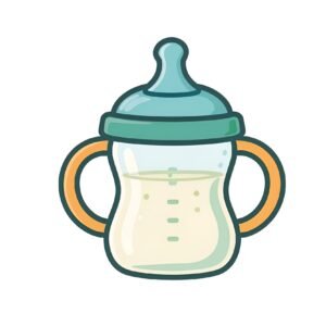 Flat vector illustration of a classic sippy cup with two handles and a spout