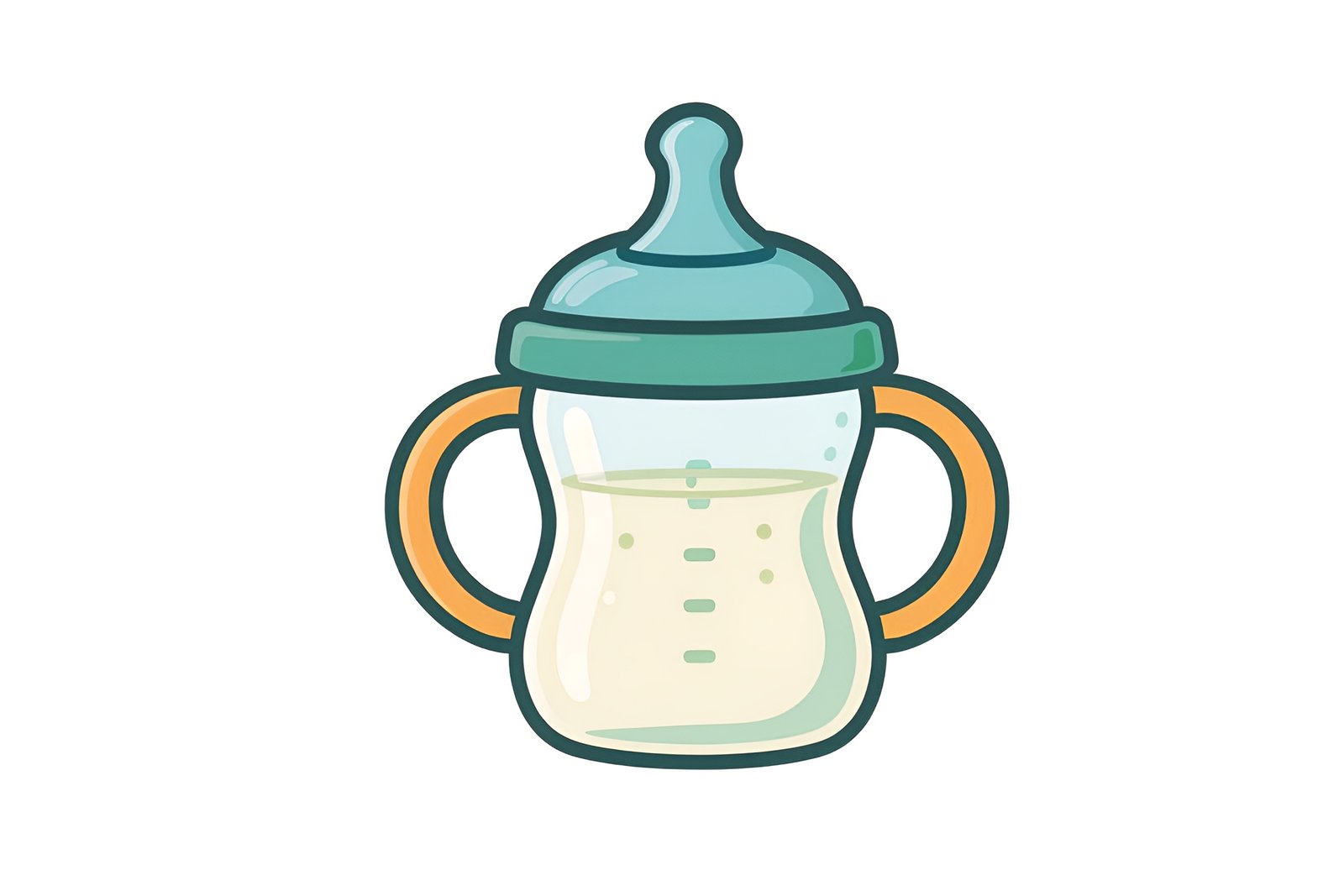 Flat vector illustration of a classic sippy cup with two handles and a spout