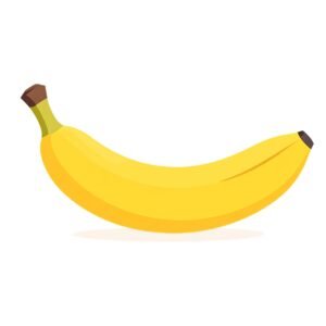 Minimalist vector illustration of a banana on a white background, clean flat design