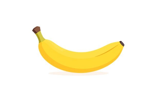 Minimalist vector illustration of a banana on a white background, clean flat design