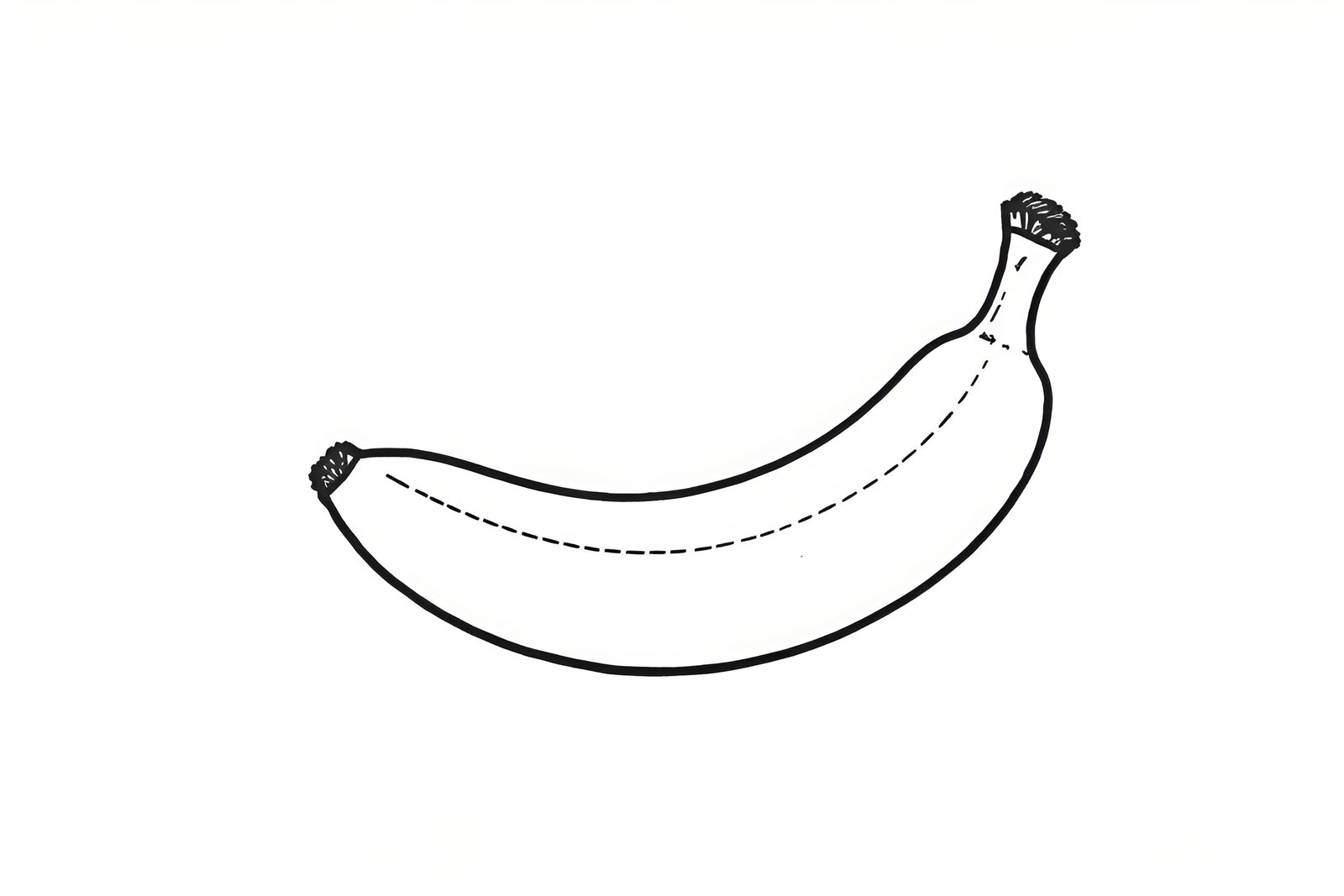 Single banana drawn in continuous one-line style, modern minimalist black on white