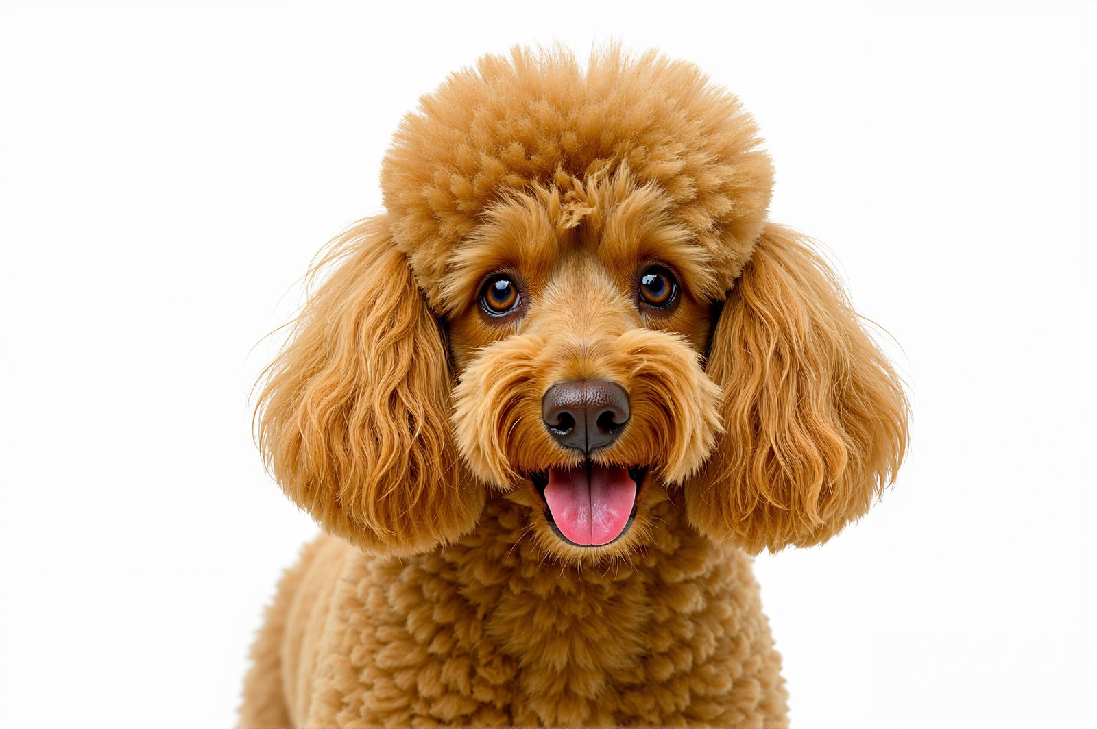 Groomed poodle with luxurious curly coat and poised stance, high-resolution image for pet branding and design use