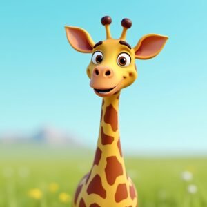 smiling 3D cartoon giraffe