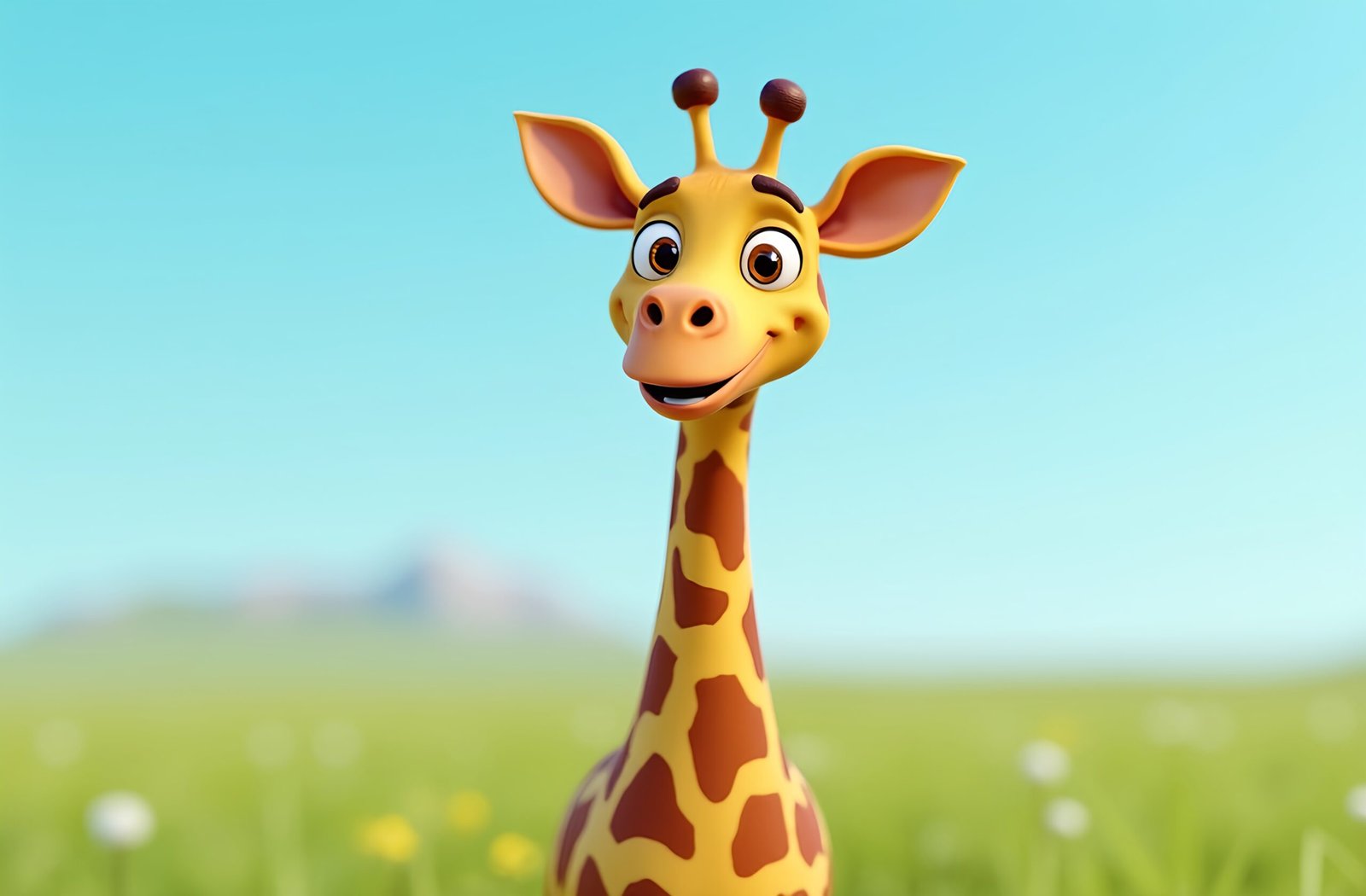 smiling 3D cartoon giraffe