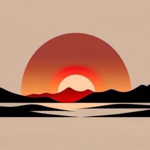 abstract minimalist sunset with black hills