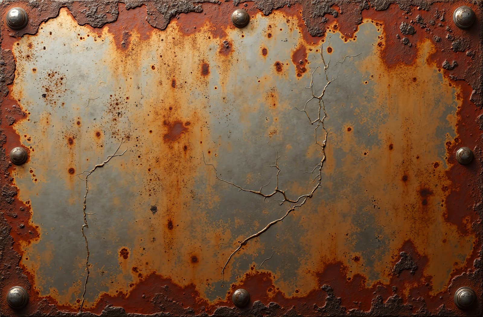 Heavily rusted steel plate with rough texture and deep orange corrosion