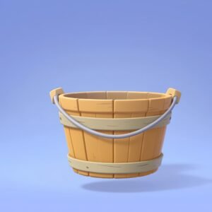 Cartoon floating bucket with empty top surface, isolated illustration