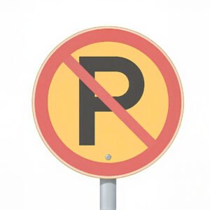 Flat vector illustration of No Parking road sign in a clean minimal style, isolated on white