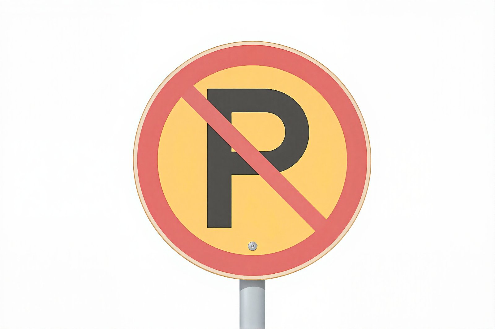 Flat vector illustration of No Parking road sign in a clean minimal style, isolated on white