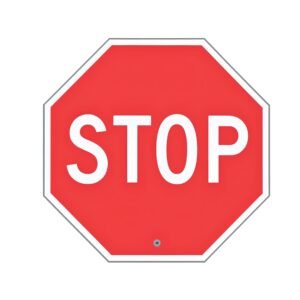 Flat vector illustration of Stop road sign in a clean minimal style, isolated on white