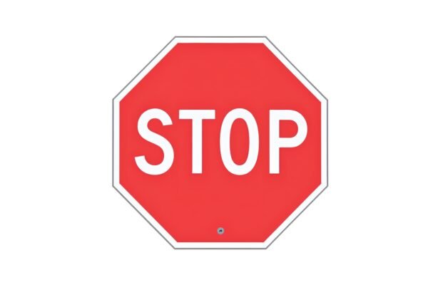 Flat vector illustration of Stop road sign in a clean minimal style, isolated on white