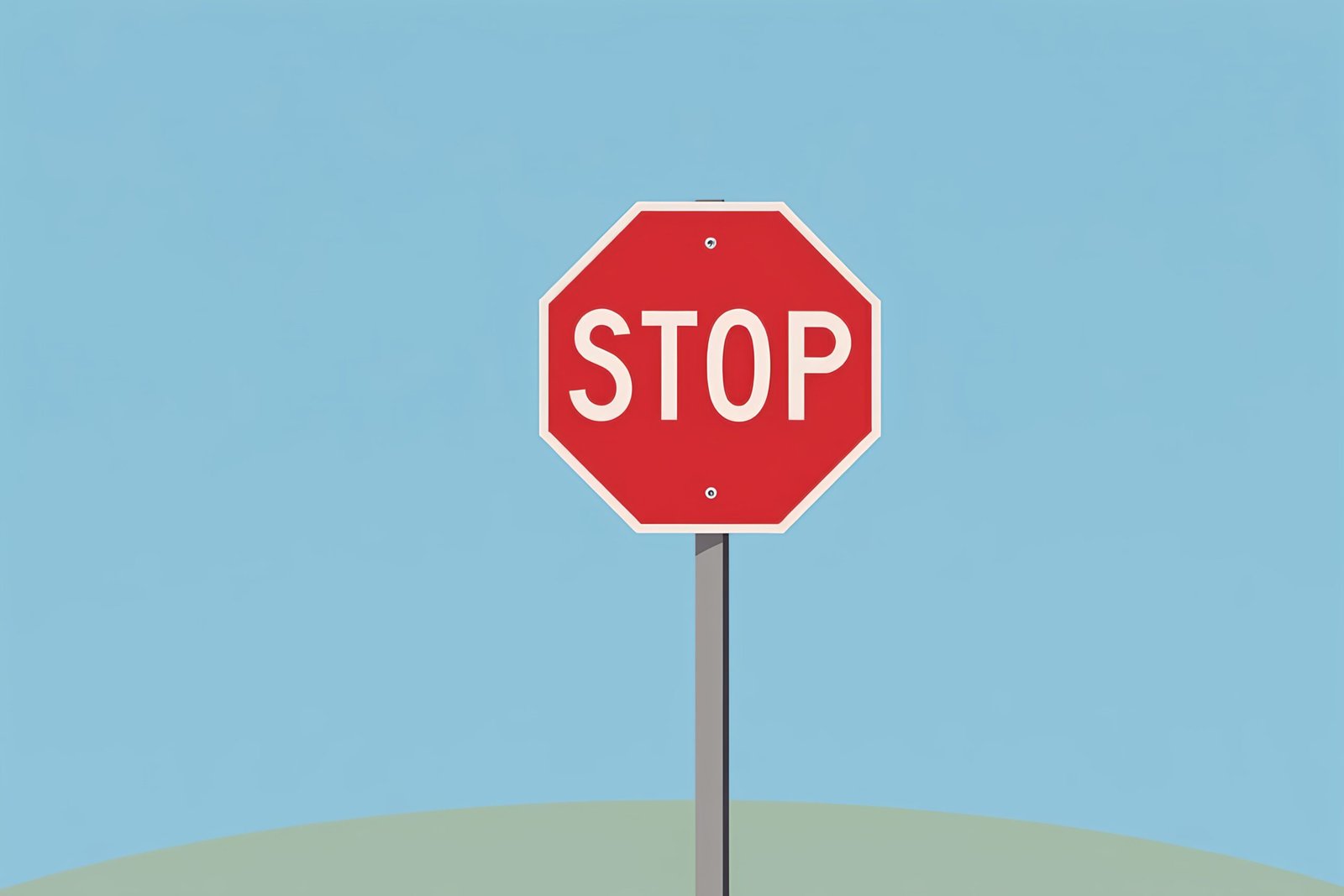 Red octagonal stop sign vector illustration in flat design style