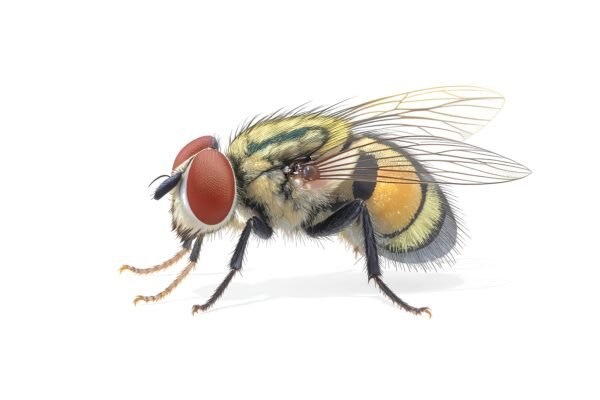 cartoon single fruit fly isolated on white background