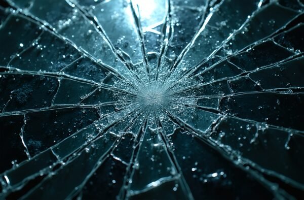 Photorealistic broken glass panel texture