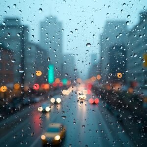 Rain-textured window glass pane with rippled raindrop pattern—ideal for privacy, architectural, or design use