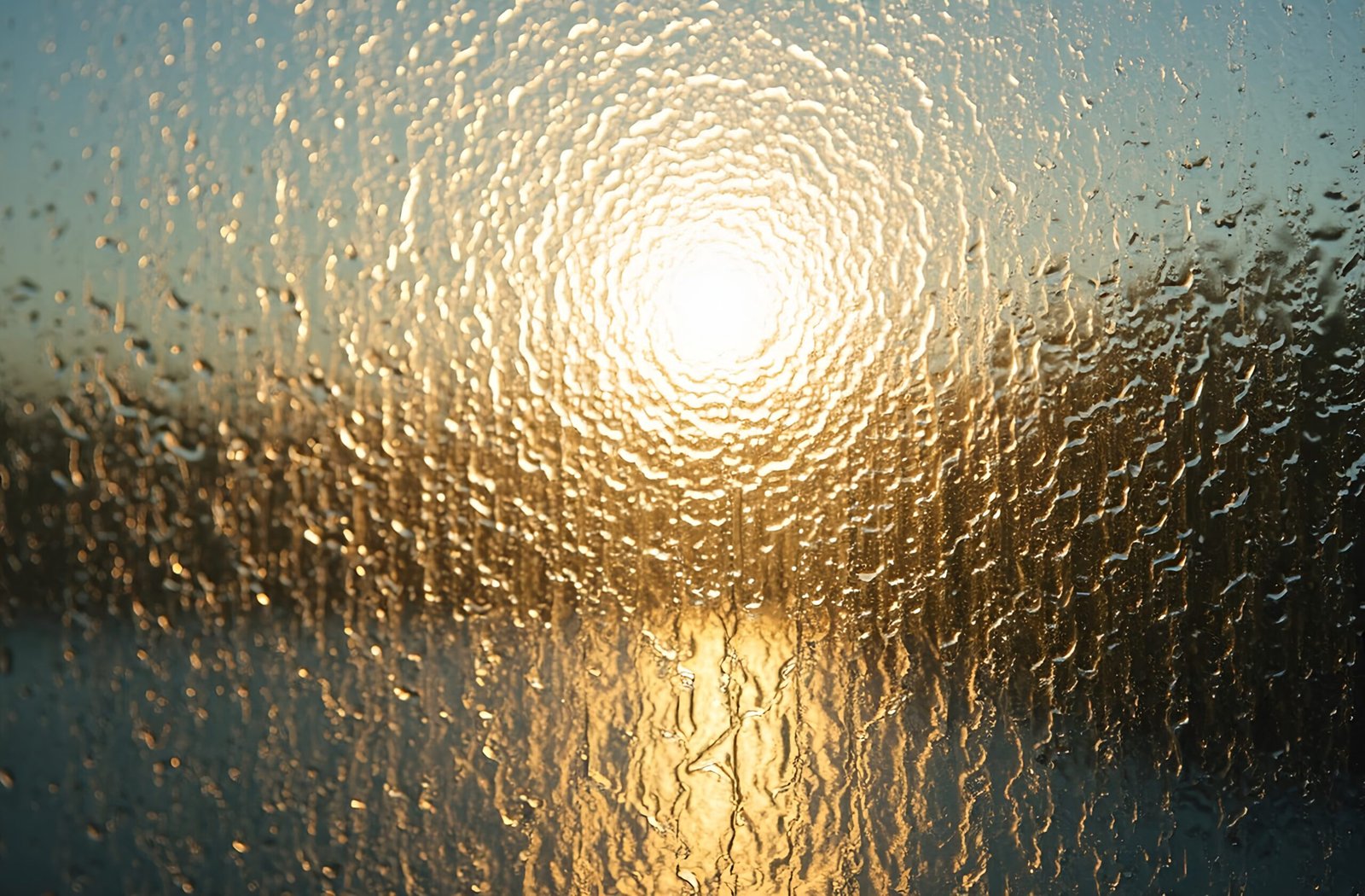 Rippled textured glass with sunlight shining through from behind