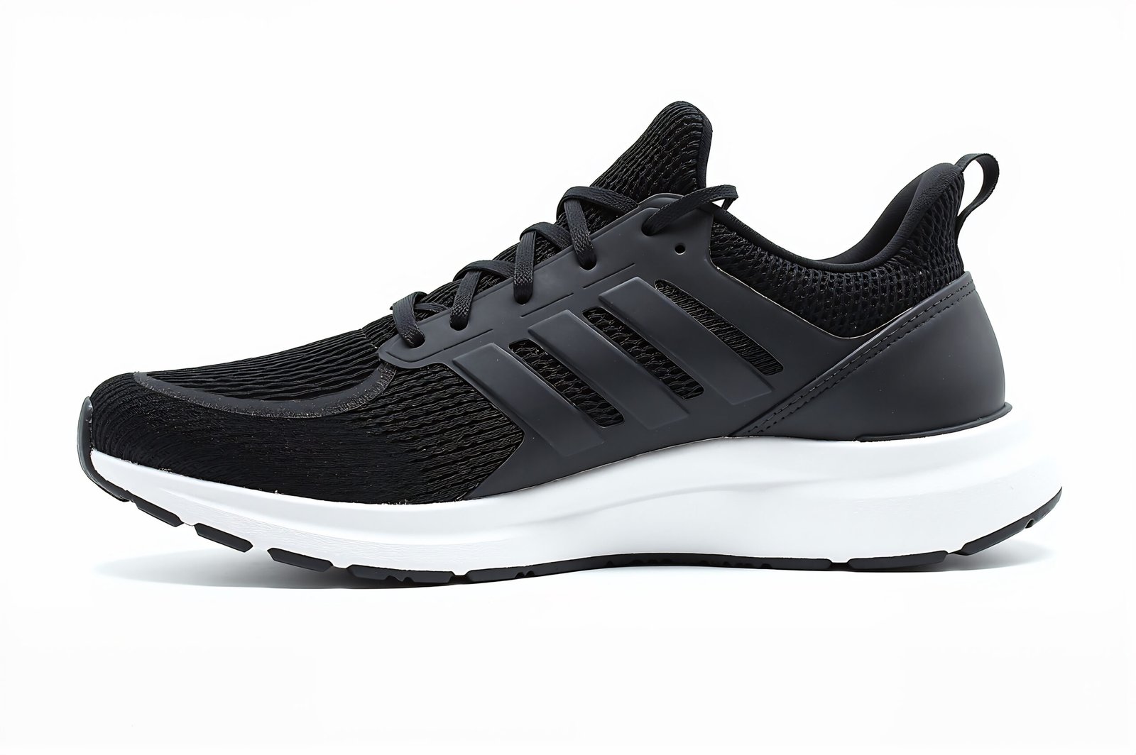 High-performance knit gym shoe with lightweight textured sole focused on flexibility and athletic design