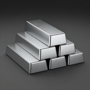 Shiny reflective silver bars stacked together showing precious metal investment bullion