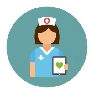 Nurse icon in simple modern minimalist style representing healthcare professional and medical care