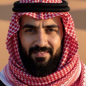 Close-up portrait of Middle Eastern man with well-groomed beard showing personal care and grooming