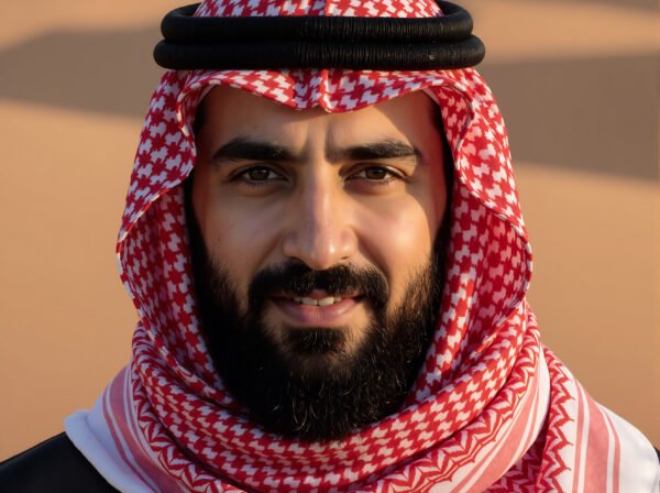 Close-up portrait of Middle Eastern man with well-groomed beard showing personal care and grooming