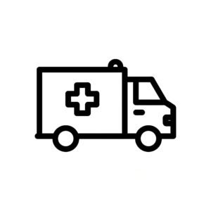 Flat vector ambulance icon with prominent medical cross symbol representing emergency healthcare services Flat vector ambulance icon with prominent medical cross symbol representing emergency healthcare services