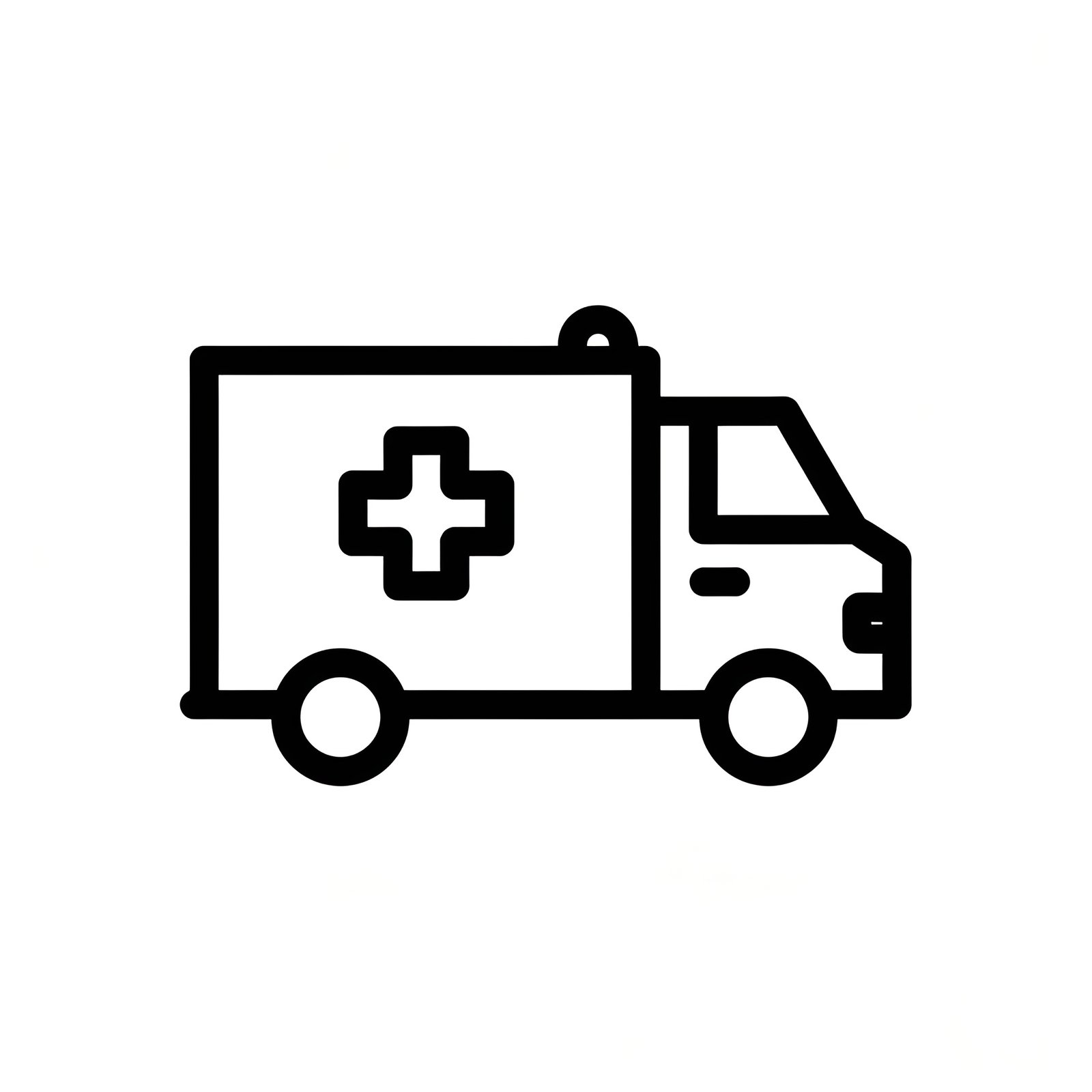 Flat vector ambulance icon with prominent medical cross symbol representing emergency healthcare services