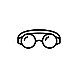 black flat vector swimming goggles icon clean minimal lines isolated on white