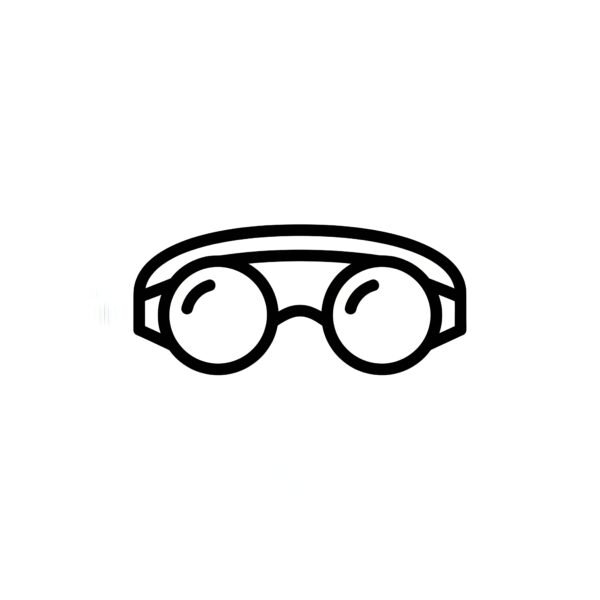 black flat vector swimming goggles icon clean minimal lines isolated on white