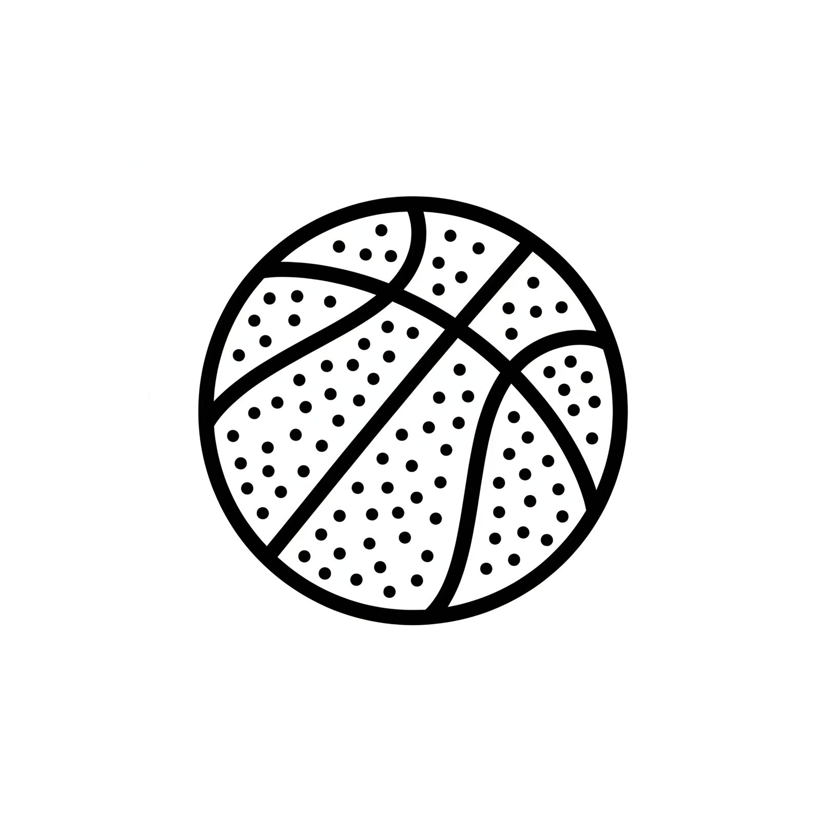 Black and white flat vector basketball icon representing sport and athletic activity in simple design