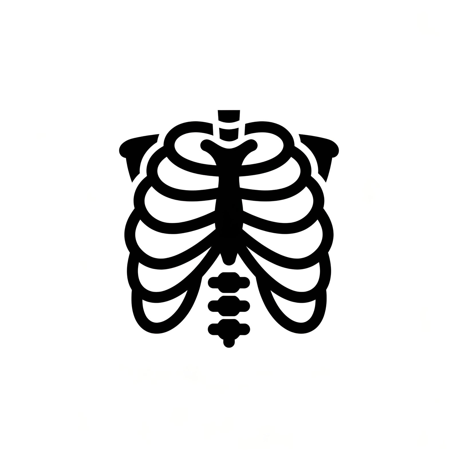 Dark vector style x-ray scan icon showing ribcage for medical radiology and diagnostic imaging