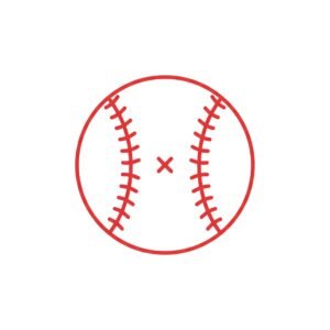 Flat vector icon of a baseball ball on white background—free sports graphic for baseball branding or design visuals.