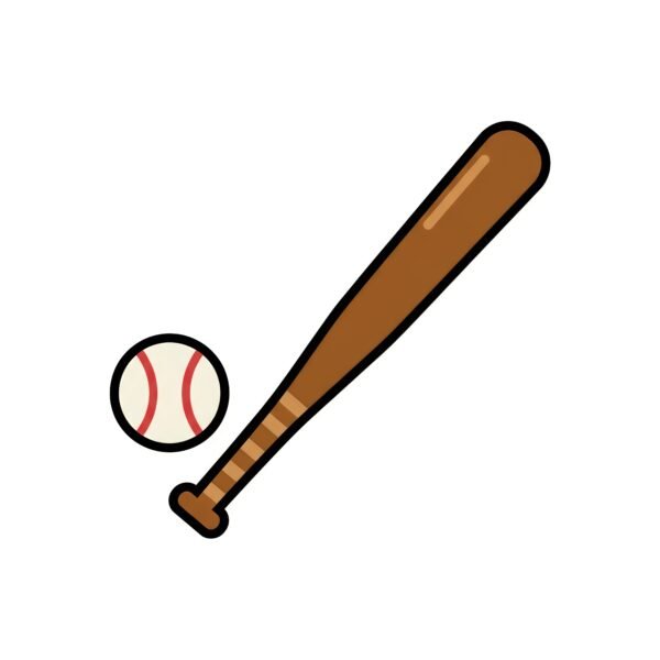 flat vector baseball bat and ball icon simple shapes white background