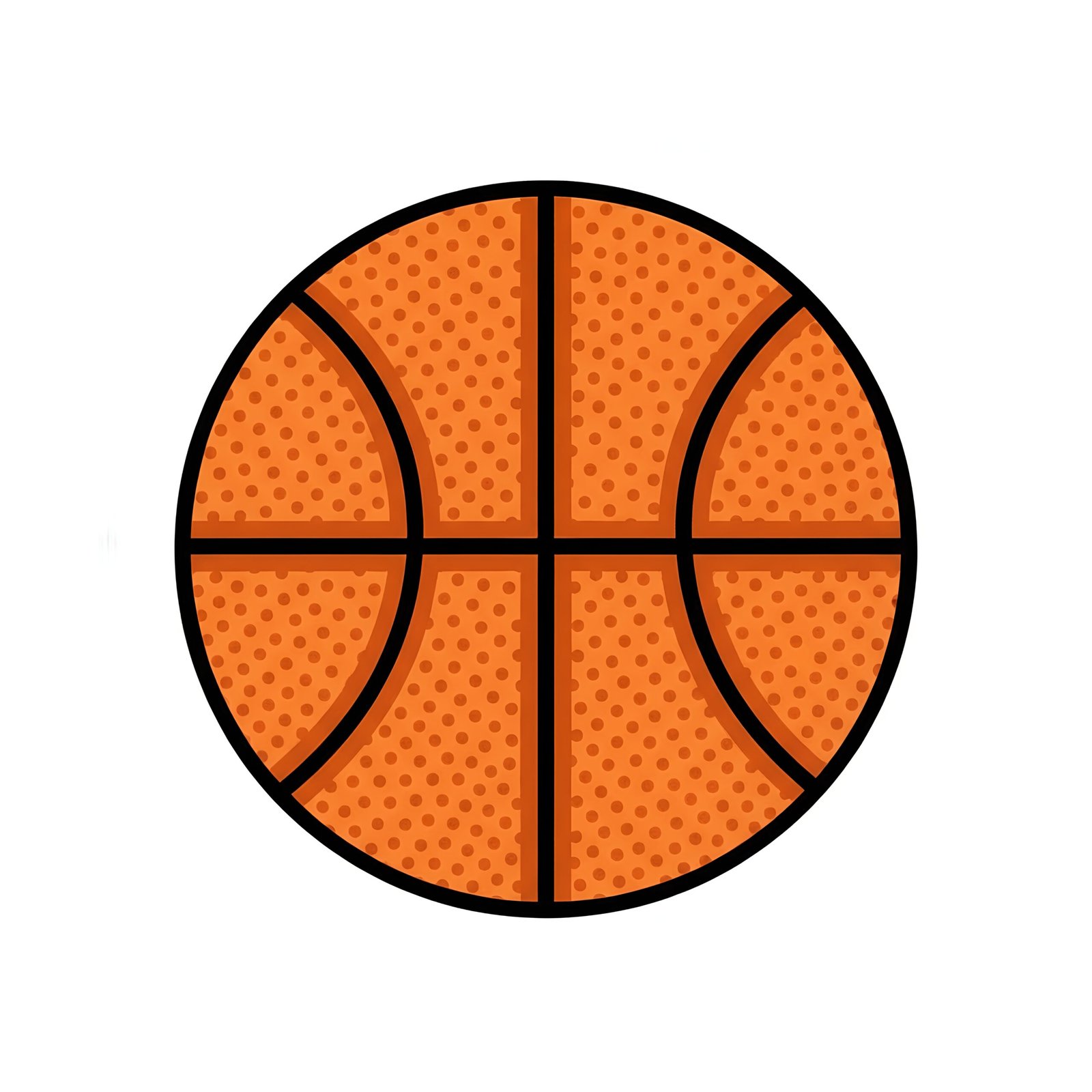 Flat vector basketball icon with orange textured surface and black lines on white background