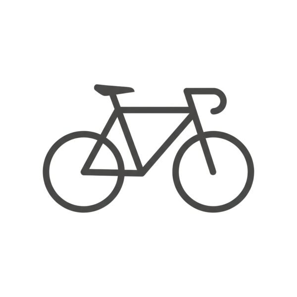 Flat vector bicycle icon in simple minimalist style representing cycling and bike transportation